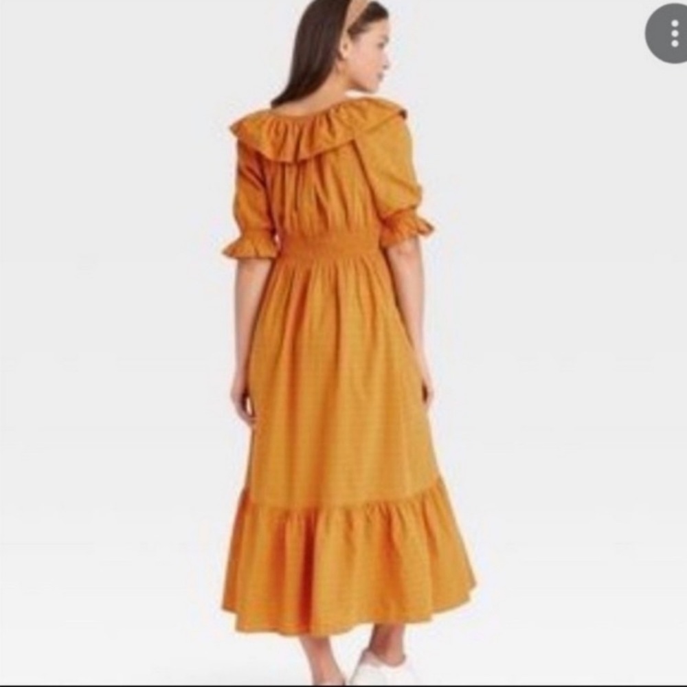 Universal Thread Mustard Ruffled Collar Swiss Dot… - image 2